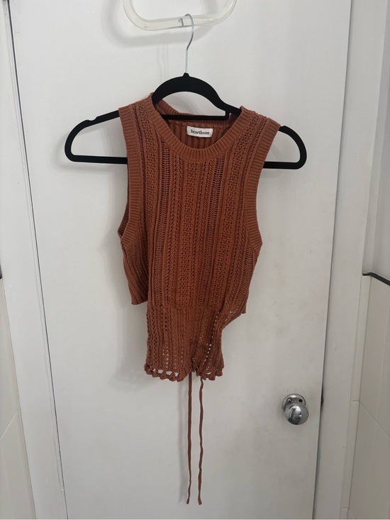 Heartloom Tops - Heartloom Rust Brown Sleeveless Knit Drawstring Tank